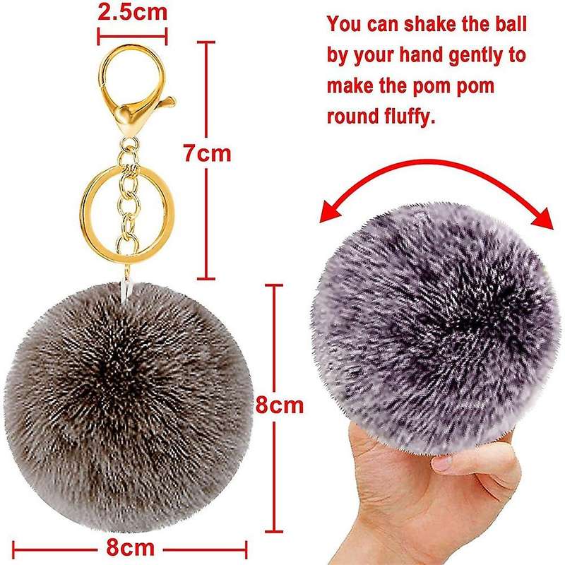26pcs Rabbit Faux Fur Pom Poms Balls Keychain for Bag Accessories