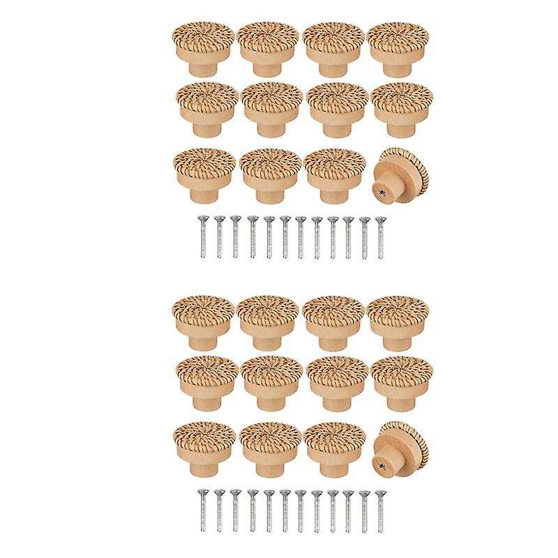 Boho Rattan Dresser Knobs Round Screws for Boho Furniture Knobs 24pcs