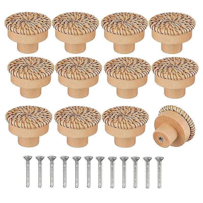 Boho Rattan Dresser Knobs Round Screws for Boho Furniture Knobs 24pcs