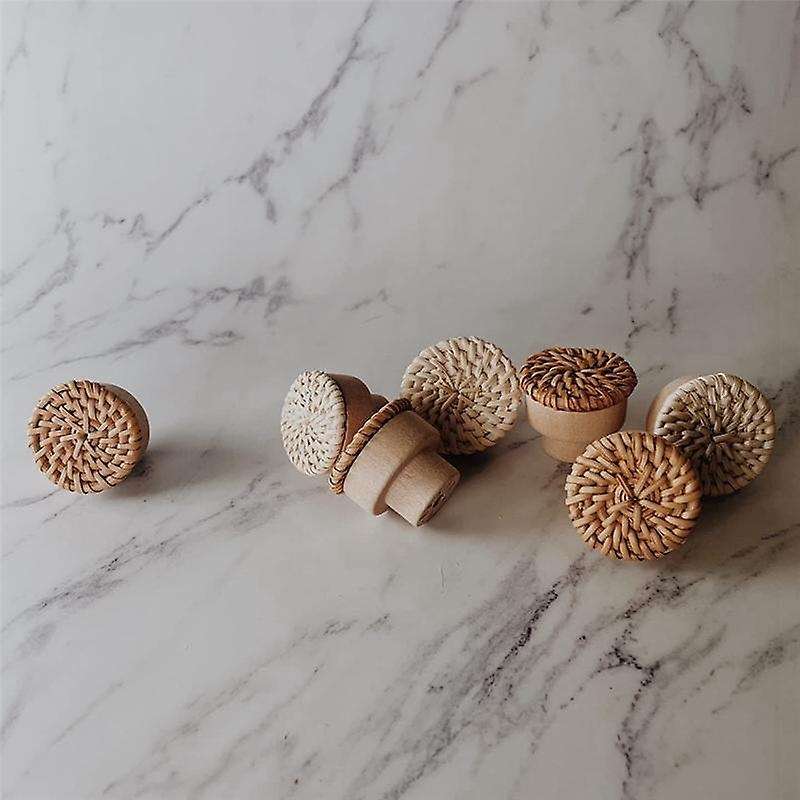 Boho Rattan Dresser Knobs Round Screws for Boho Furniture Knobs 24pcs
