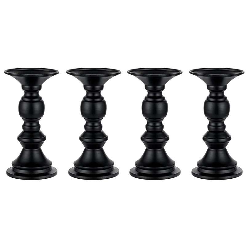 Black Pillar Candle Holders Decor for Festival Parties Living Room