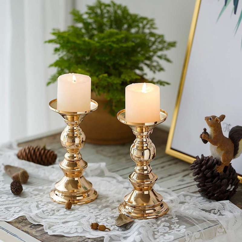 Black Pillar Candle Holders Decor for Festival Parties Living Room