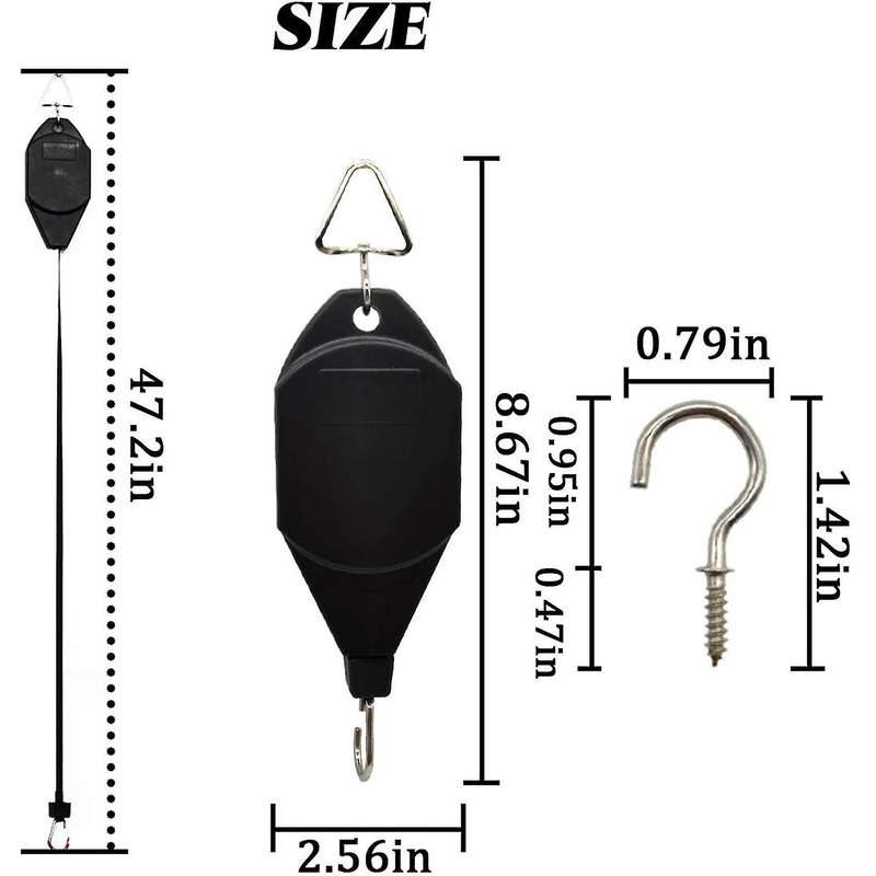 3 Pack Retractable Plant Hook Pulley,for Garden Baskets & Bird Feeder