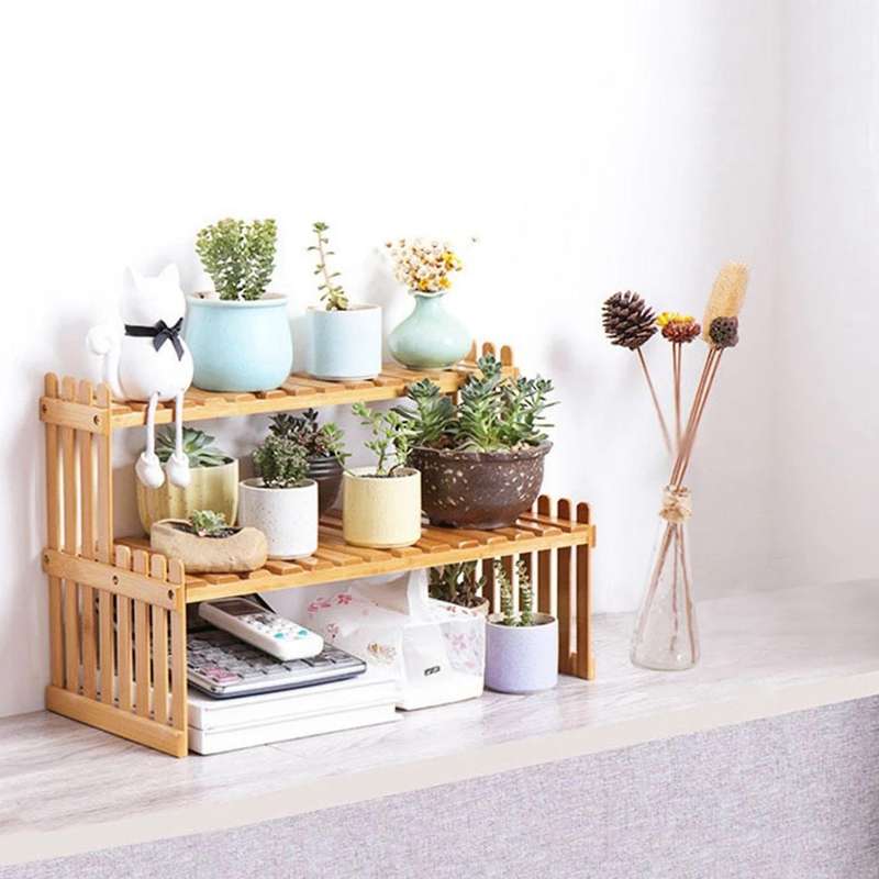 Household Plant Display Rack Bamboo Flower Display Stand Decorative
