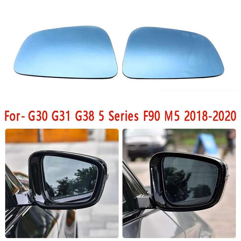 1pair Car Door Mirror Glass Exterior Rearview Mirror Lens Blue