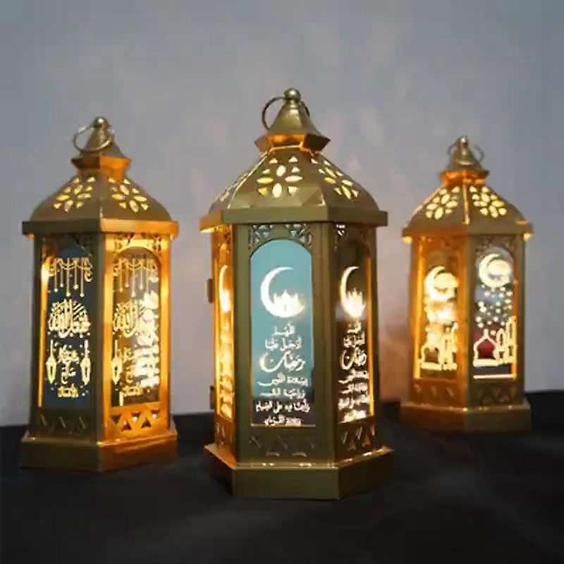 Eid Mubarak Led Lantern Wind Lights for Ramadan Muslim Party Decor(b)