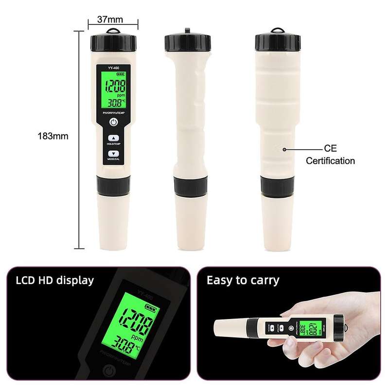 4 In 1 Yy-400 Ph/orp/h2&tem Meter Digital Tester, No Backlight