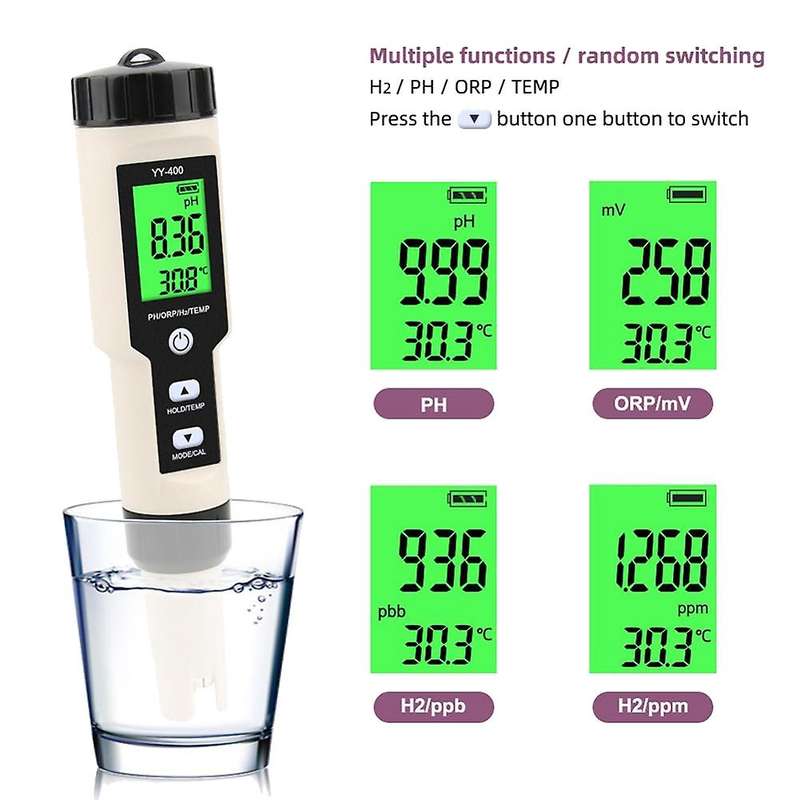 4 In 1 Yy-400 Ph/orp/h2&tem Meter Digital Tester, No Backlight