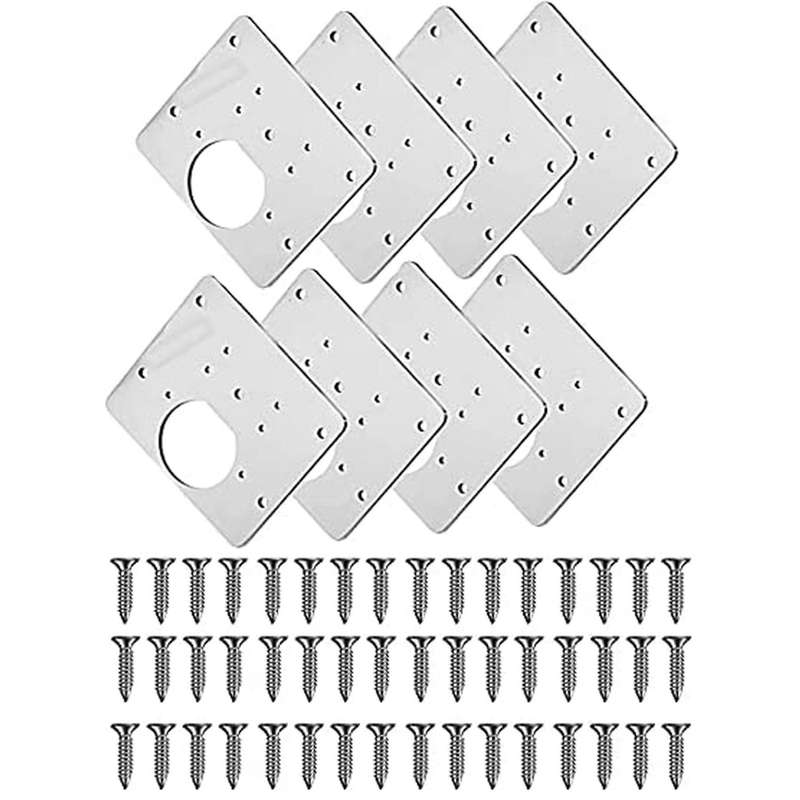 8pcs Stainless Steel Hinge Plate Cabinet Door Hinge Repair Installer