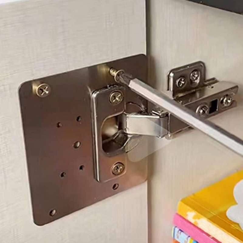 8pcs Stainless Steel Hinge Plate Cabinet Door Hinge Repair Installer