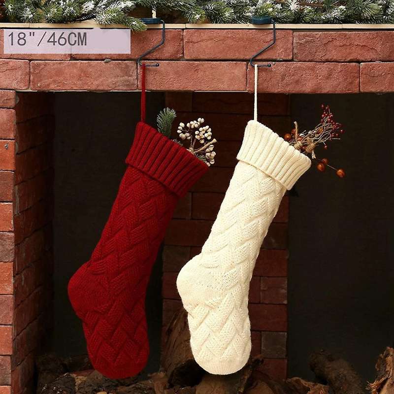 4pcs Large Christmas Socks Woven Holiday Party Classic Decoration