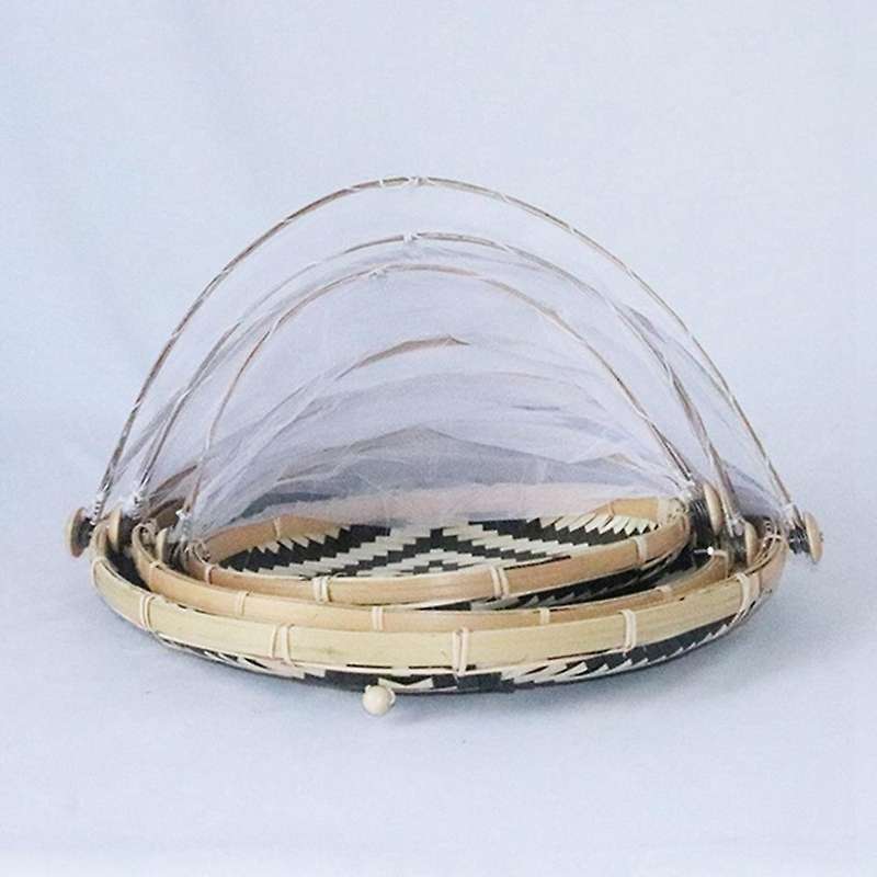 2pcs Hand-woven Food Serving Tent Basket Atmosphere Picnic Net Cover