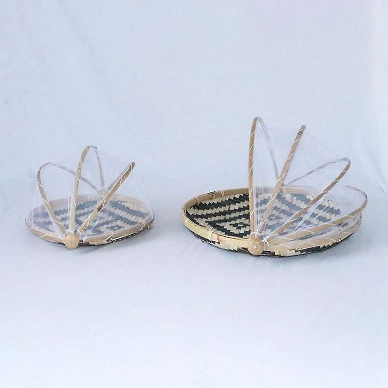 2pcs Hand-woven Food Serving Tent Basket Atmosphere Picnic Net Cover