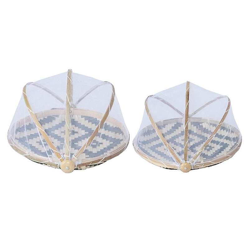 2pcs Hand-woven Food Serving Tent Basket Atmosphere Picnic Net Cover