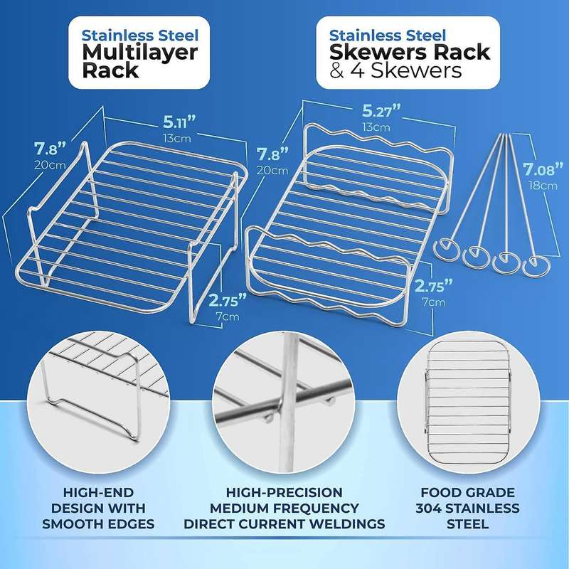 Air Fryer Accessories, with Pizza Pan, Skewer Rack, Egg Bite Mold