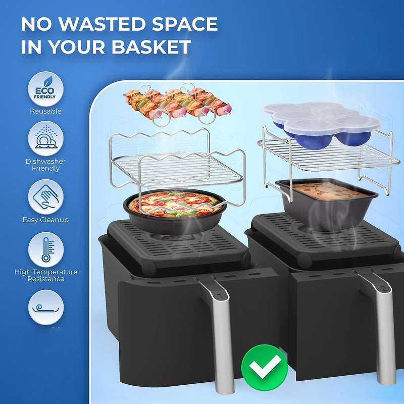 Air Fryer Accessories, with Pizza Pan, Skewer Rack, Egg Bite Mold