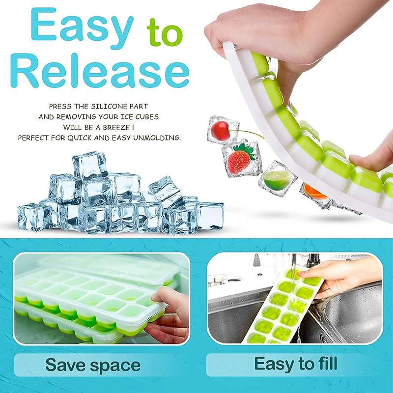 Ice-cube Mould, Pack Of 10, with Lid, Silicone, Easy to Demould