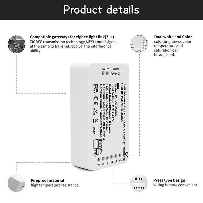 Gledopto Rgb+cct Smart Led Strip Controller Work with Zigbee 3.0 2id