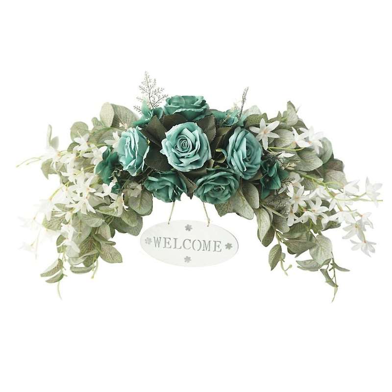 Artificial Rose Flower Swag with Welcome Sign Faux Flower Branches A