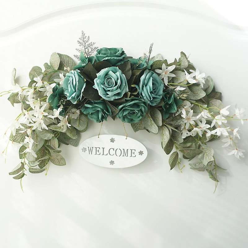 Artificial Rose Flower Swag with Welcome Sign Faux Flower Branches A