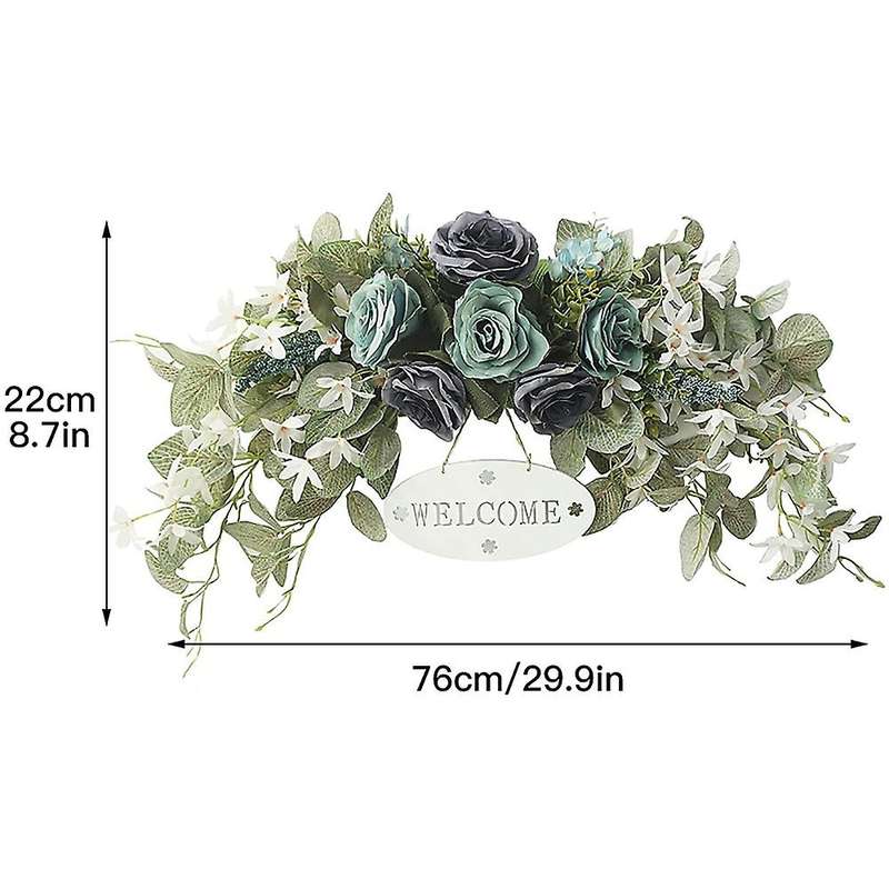 Artificial Rose Flower Swag with Welcome Sign Faux Flower Branches A