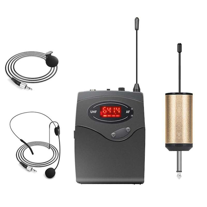 Wireless Microphone Set with Headset Lavalier Lapel Mics Beltpack