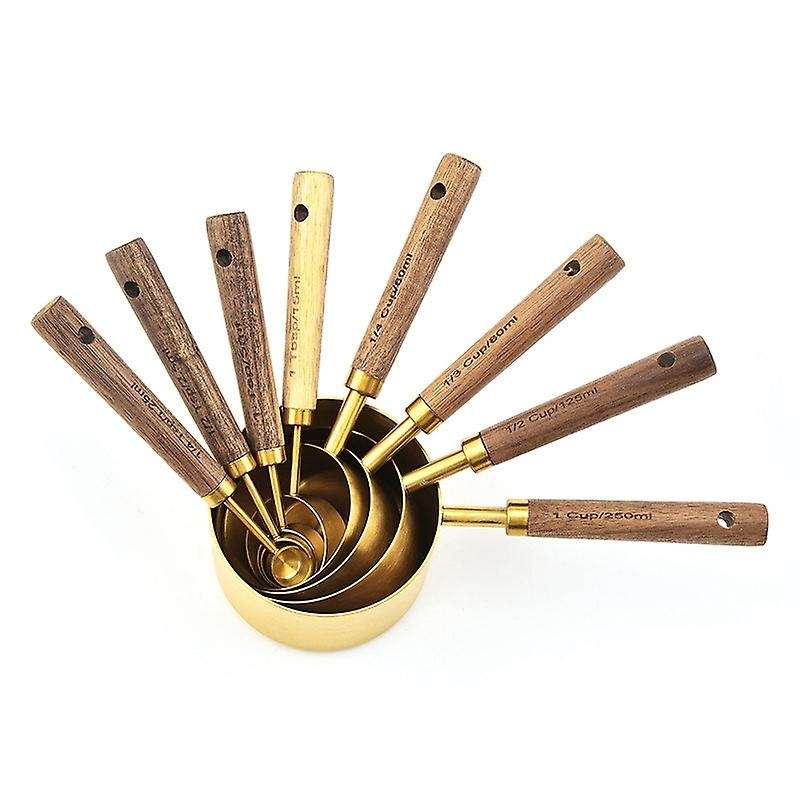 8 Pcs Measuring Spoon Set Kitchen Wooden Handle Measuring Spoons