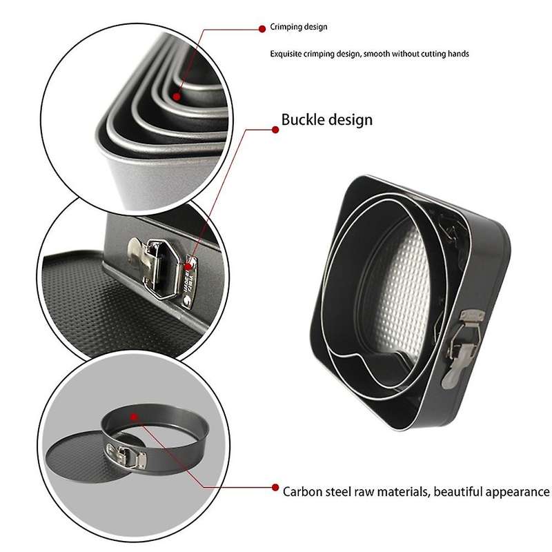 Cake Mold Pan Set 3pcs Cake Removable Square Round Heart Shape Tools