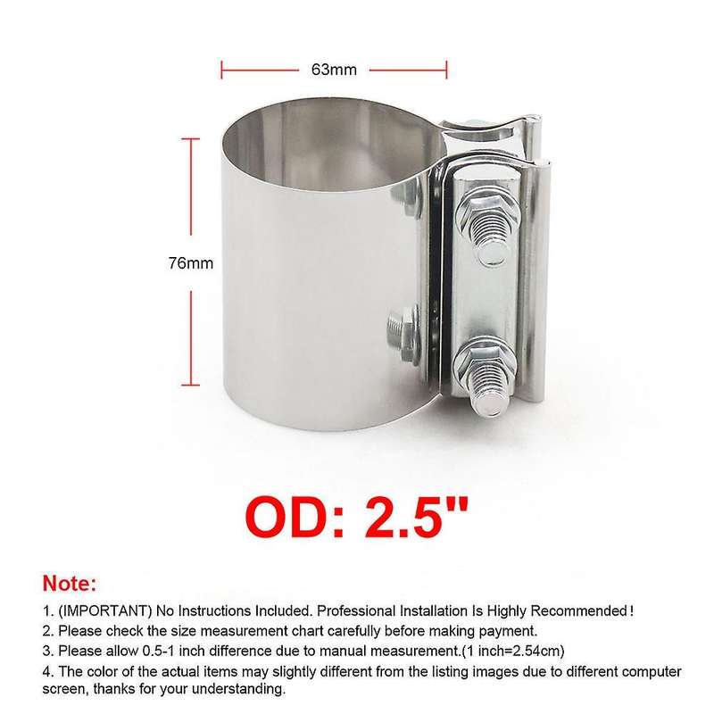 2.5 Inch Stainless Steel Butt Joint Exhaust Band Clamp Car