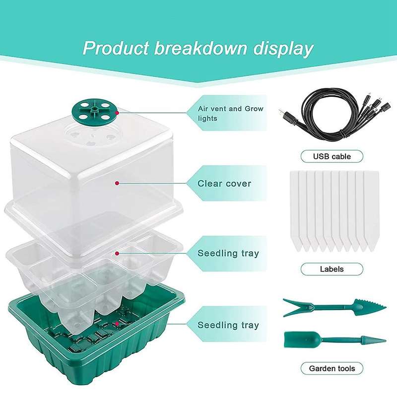 Seed Tray Kit, Plant Germination Starter Kit for Greenhouse Grow