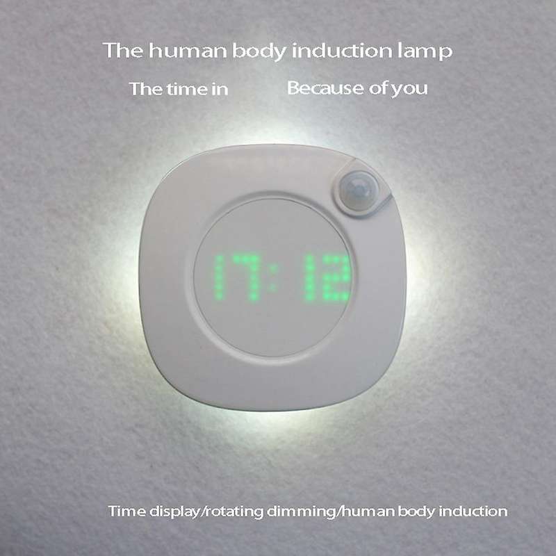 Home Living Room Decor Sensor Led Wall Clock Digital Time Night Light