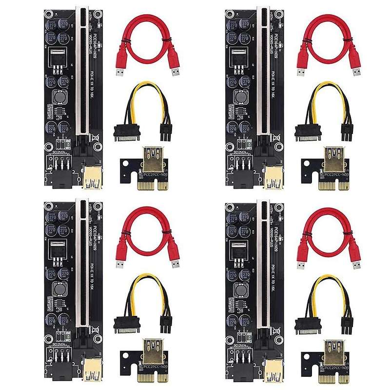 4pack Pci-e Pcie Riser 009s Plus Adapter Pcie 1x 4x 8x 16x Extender