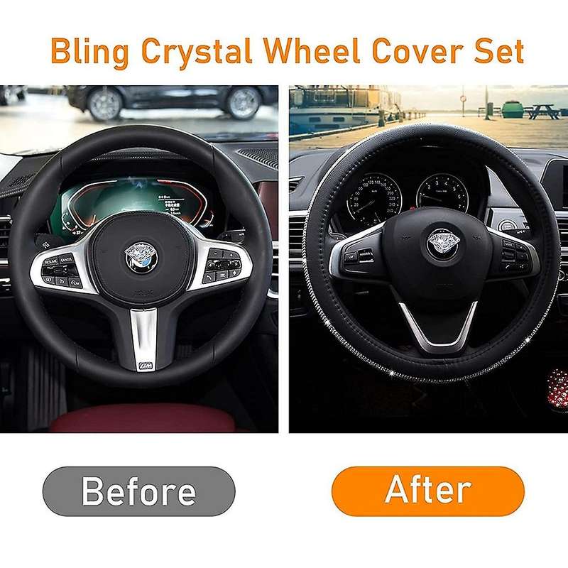Universal Car Steering Wheel Cover Set with Seat Belt Start Ring