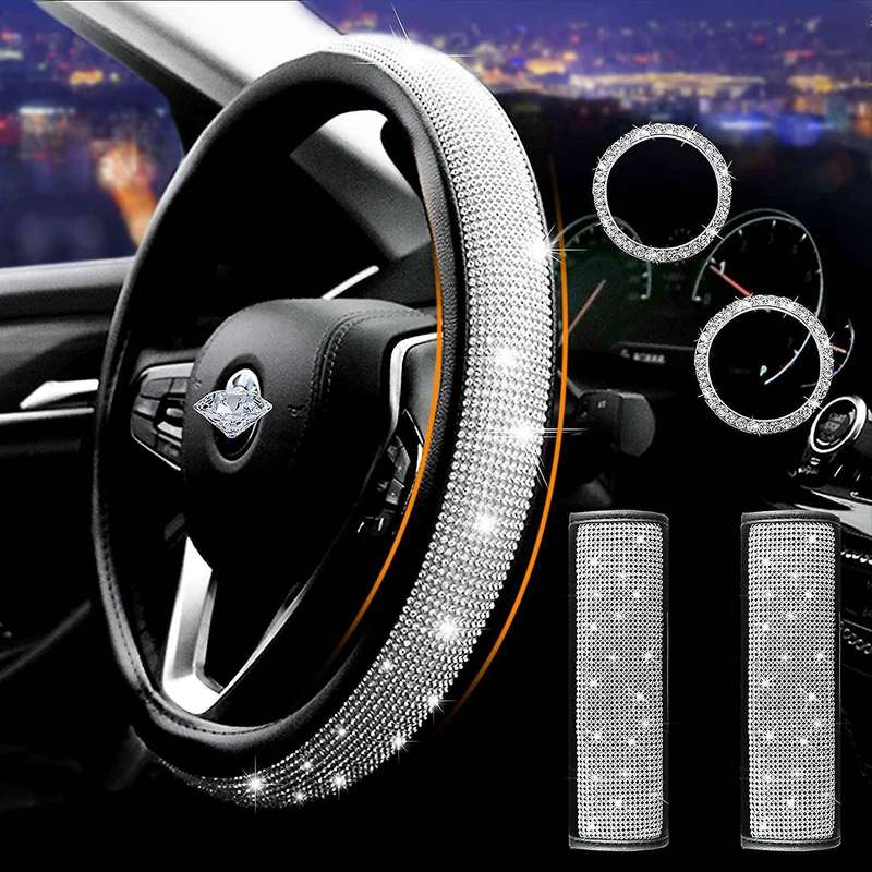 Universal Car Steering Wheel Cover Set with Seat Belt Start Ring