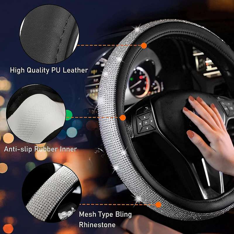 Universal Car Steering Wheel Cover Set with Seat Belt Start Ring
