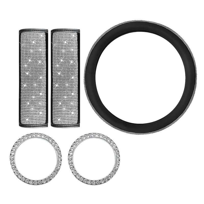 Universal Car Steering Wheel Cover Set with Seat Belt Start Ring