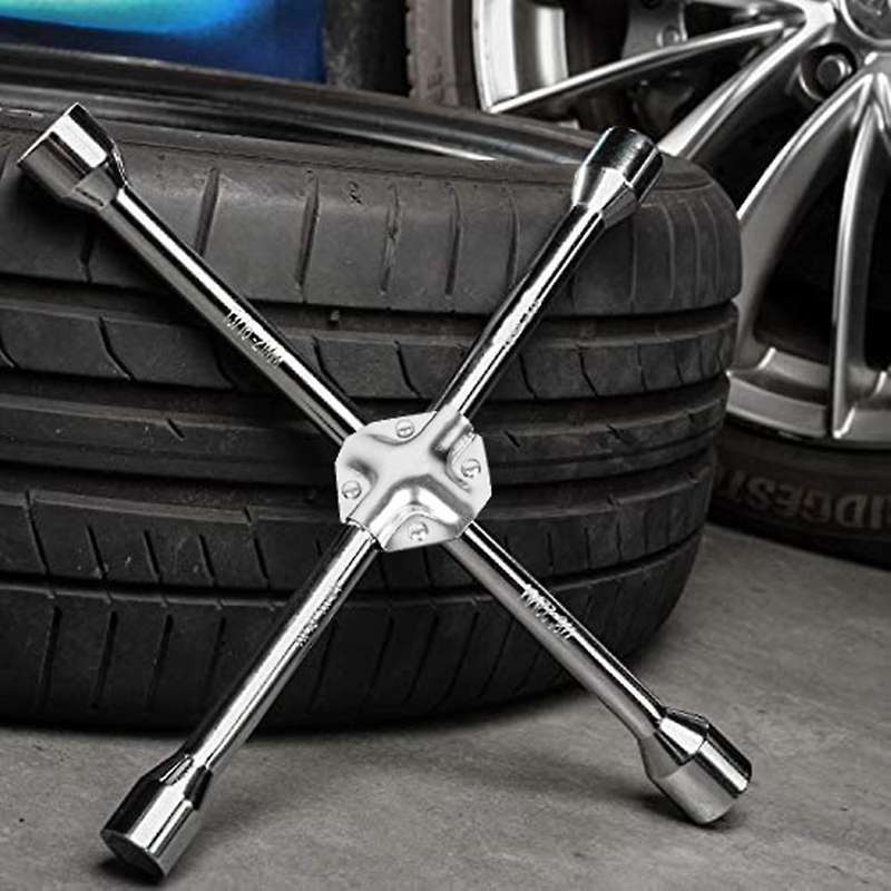 Lug Wrench Multi-size Heavy Duty Universal 4-way Cross Wrench