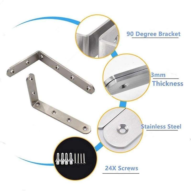 10pcs Stainless Steel Heavy-duty L Shaped Gusset Furniture Shelf