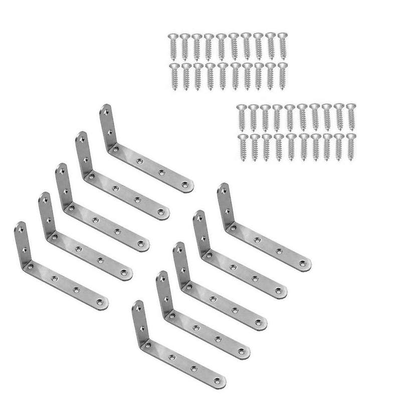 10pcs Stainless Steel Heavy-duty L Shaped Gusset Furniture Shelf