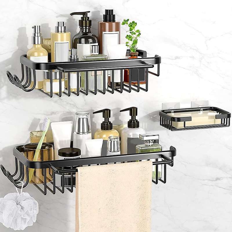 Shower Shelf for Inside Shower, with Hooks & Soap Dish, 3pack