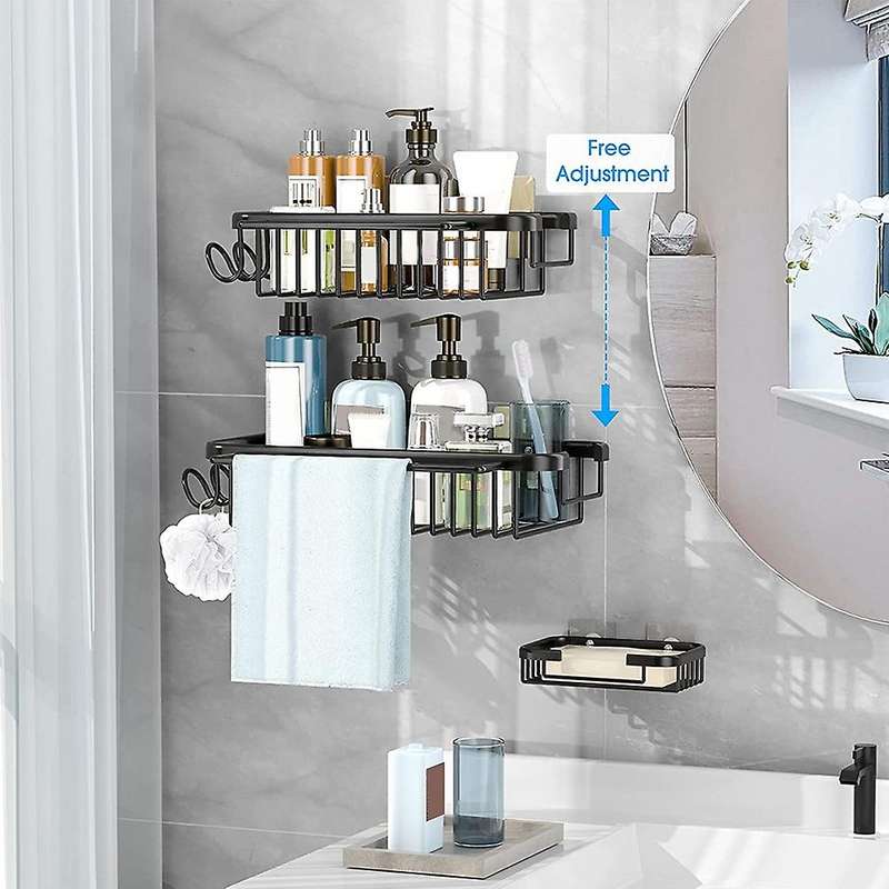 Shower Shelf for Inside Shower, with Hooks & Soap Dish, 3pack