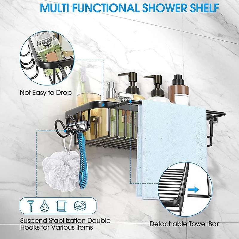 Shower Shelf for Inside Shower, with Hooks & Soap Dish, 3pack