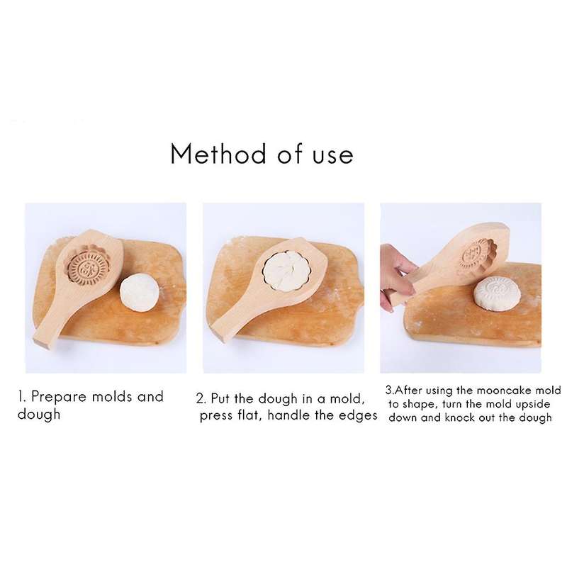 Wooden Moon Cake Mold Set Of 5 Baking for Making Mung Bean Cake Mold