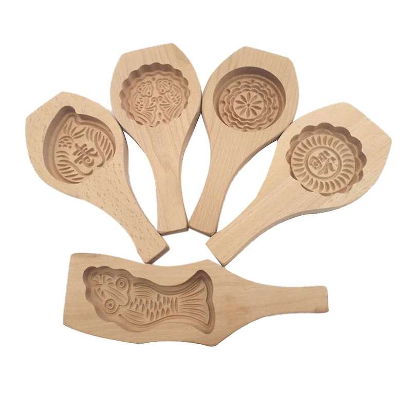 Wooden Moon Cake Mold Set Of 5 Baking for Making Mung Bean Cake Mold