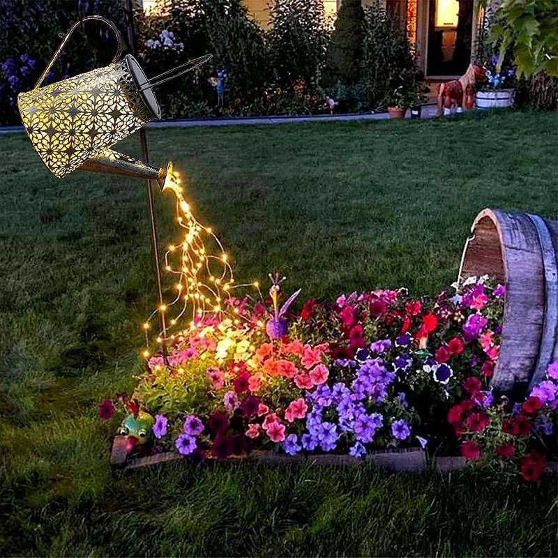 Outdoor Decorative Garden Watering Can Solar Lights for Patio Yard