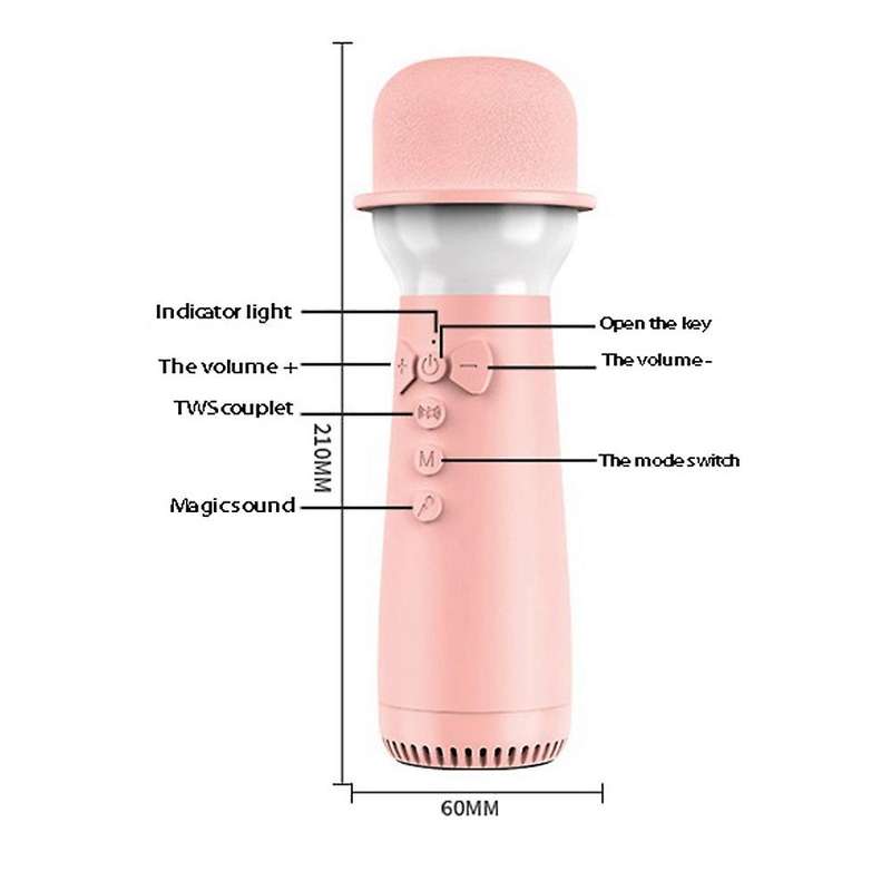 Bluetooth Wireless Microphone Portable Handheld Karaoke Gift Brown
