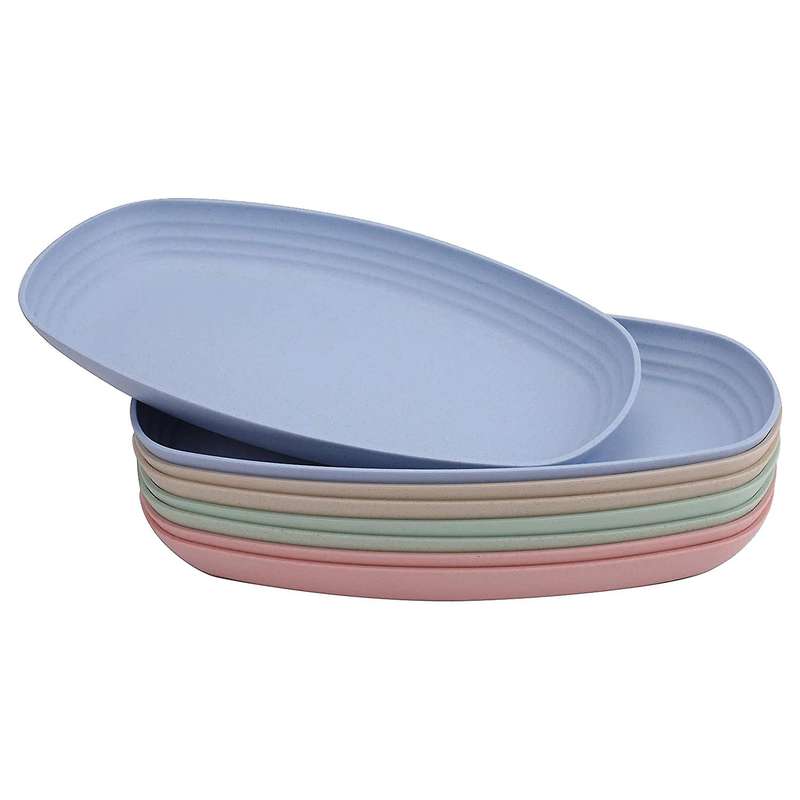 8 Pack Wheat Straw Plates,lunch Dinner Plates,degradable Reusable