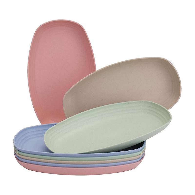8 Pack Wheat Straw Plates,lunch Dinner Plates,degradable Reusable