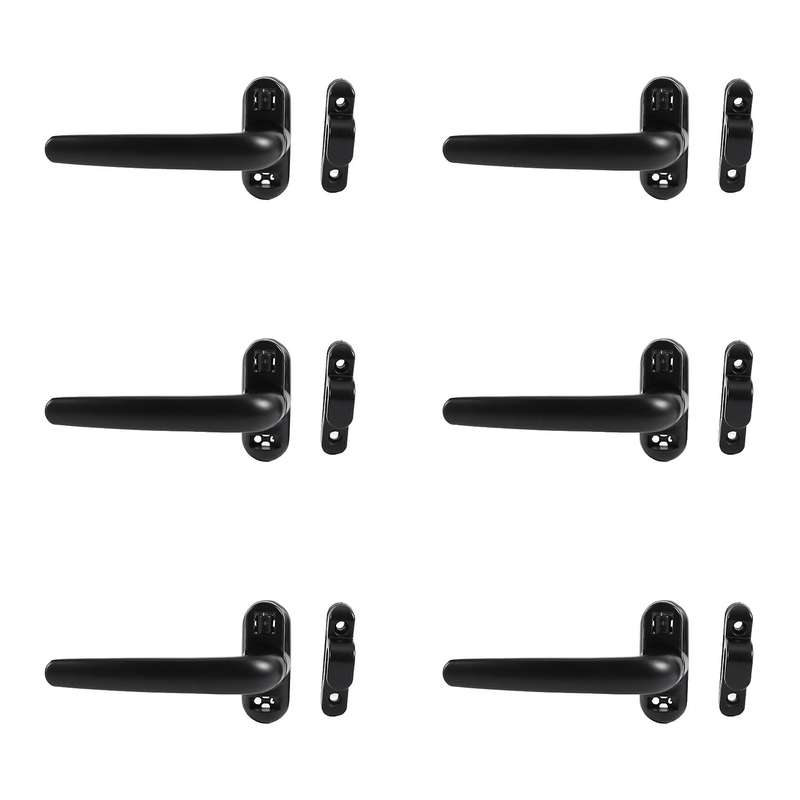 6x Door and Window Handle Lock Casement Window Lock Handle Black