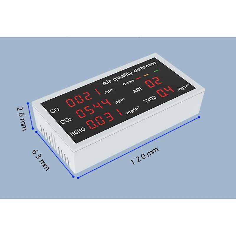 Air Quality Monitor Rechargeable for Maldehyde Co Co2 Hcho Tvoc Aqi